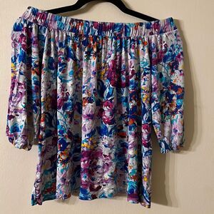 Loveappella size XS Women's Multicolored Off The Shoulder‎ Top